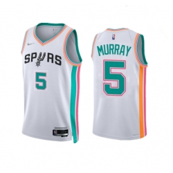 San Antonio Spurs 5 Dejounte Murray 2021 22 White City Edition Stitched Jersey - Zenithce
