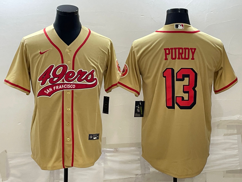 San Francisco 49ers #13 Brock Purdy New Gold With Patch Cool Base Stitched Baseball Jersey - Zenithce