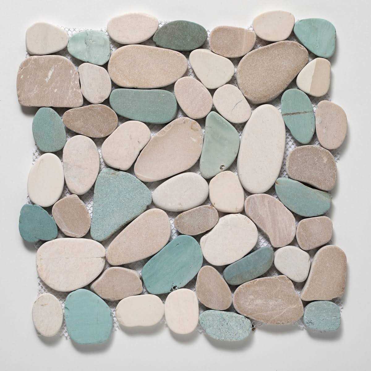 Tile Connection Sliced Pebble Grey 11-1/4 in. x 11-1/4 in. x Mesh-Mounted Mosaic Tile - Zenithce