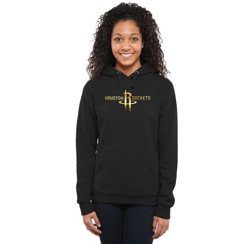 Women's Houston Rockets Gold Collection Pullover Hoodie Black - Zenithce