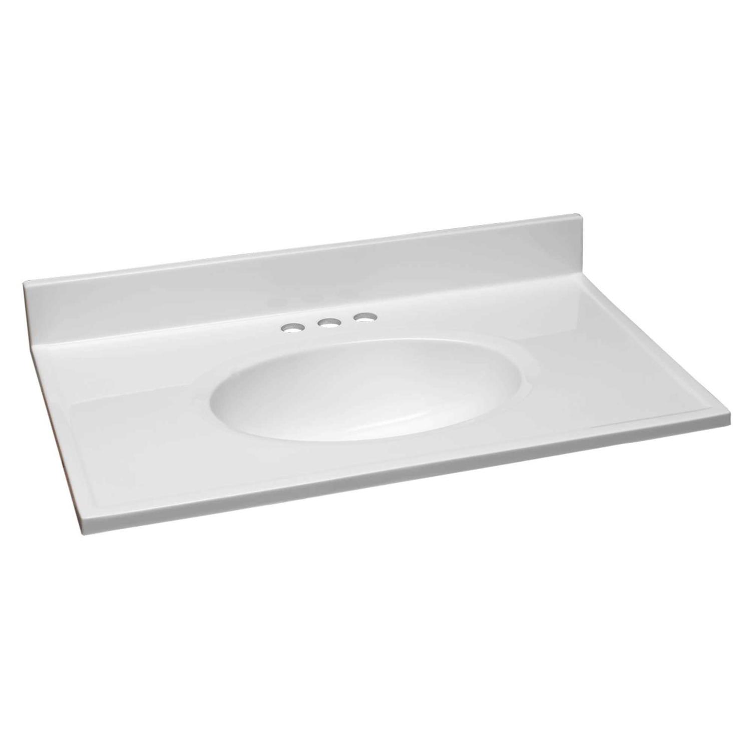Design House 586172 Cultured Marble Vanity Top 19×17 Solid White - Zenithce