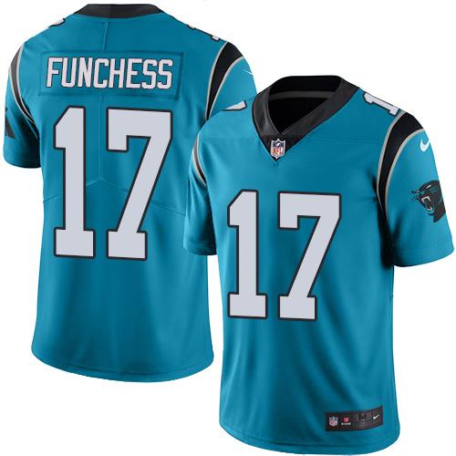 Panthers #17 Devin Funchess Blue Stitched Limited Rush Nike Jersey - Zenithce