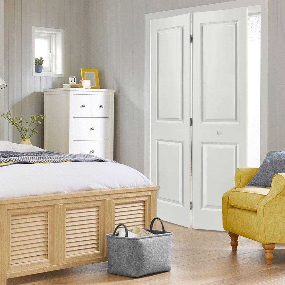 Masonite 80 in. 2 Panel Square Top Primed Hollow-Core Bi-fold Door - Zenithce