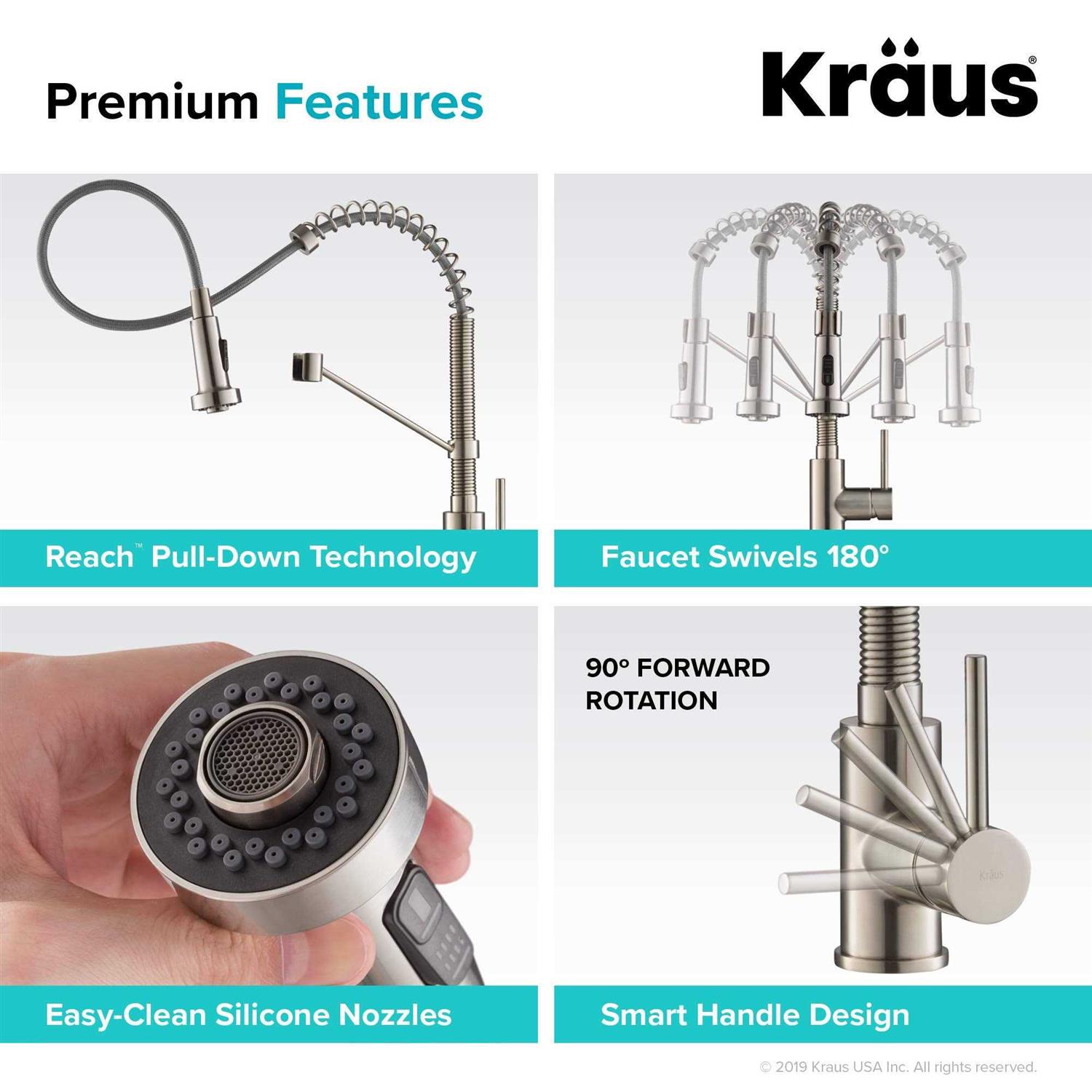 Kraus Bolden Commercial Style Pull-Down Single Handle 18-Inch Kitchen Faucet KPF-1610BBMB - Zenithce