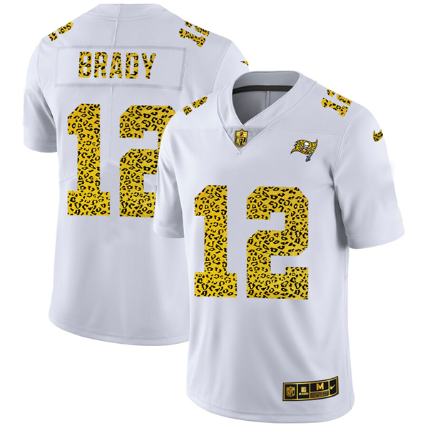 Tampa Bay Buccaneers #12 Tom Brady 2020 White Leopard Print Fashion Limited Stitched Jersey - Zenithce