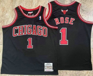 Chicago Bulls 1 Derek Rose Black Hardwood Classics Soul AU Throwback Jersey - Zenithce
