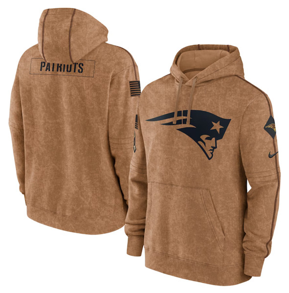 New England Patriots 2023 Brown Salute To Service Pullover Hoodie - Zenithce