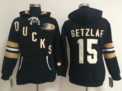 Anaheim Ducks #15 Ryan Getzlaf Black Women's Old Time Heidi NHL Hoodie - Zenithce