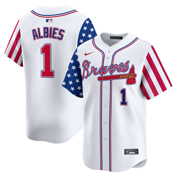Atlanta Braves #1 Ozzie Albies White 2024 Independence Day Vapor Limited Stitched Jersey - Zenithce