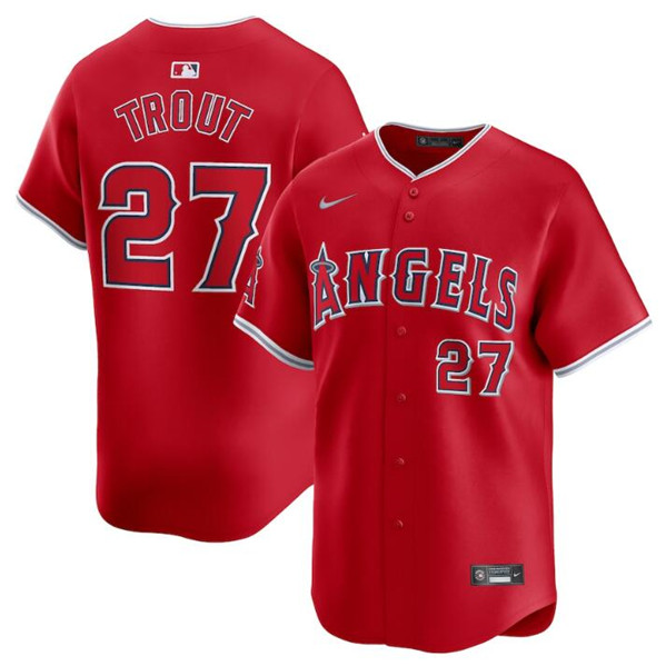 Los Angeles Angels #27 Mike Trout Red Alternate Limited Stitched Jersey - Zenithce