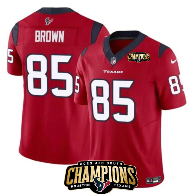 Houston Texans #85 Noah Brown Red 2023 F.U.S.E. AFC South Champions Patch Vapor Untouchable Limited Stitched Jersey - Zenithce