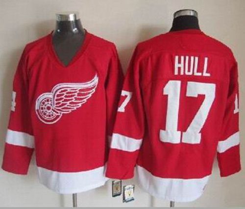Red Wings #17 Brett Hull Red CCM Throwback Stitched Jersey - Zenithce