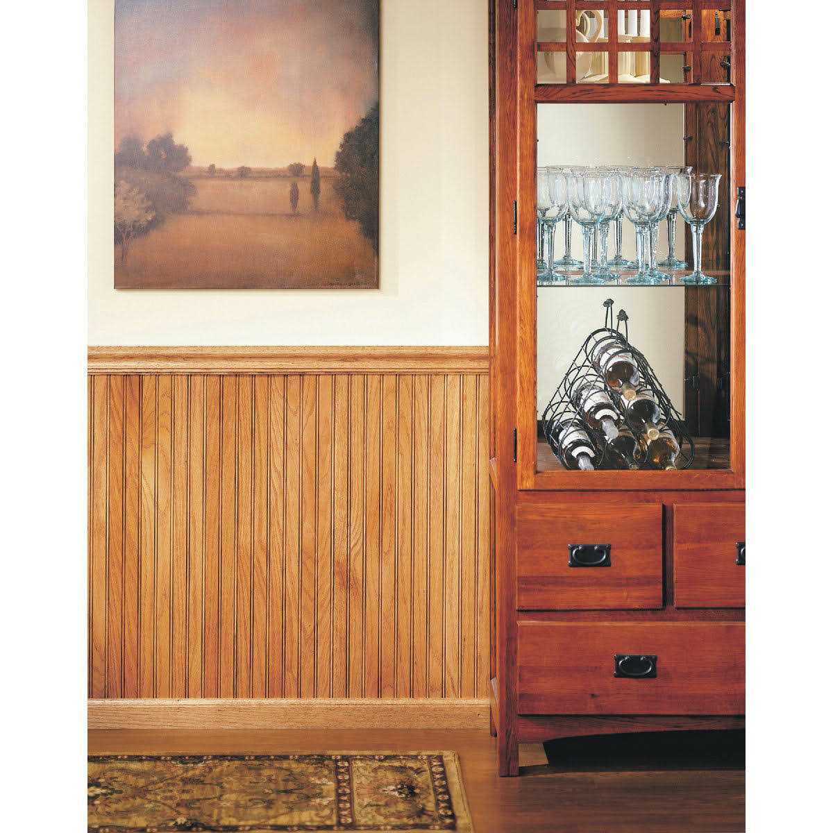 House of Fara 5/16 In. W. x 3-1/8 In. H. x 32 In. L. Unfinished Solid Red Oak Wainscot - Zenithce