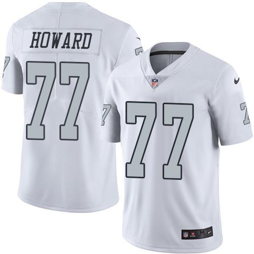 Raiders #77 Austin Howard White Stitched Limited Rush Nike Jersey - Zenithce