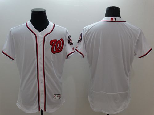 Nationals Blank White Flexbase Authentic Collection Stitched Jersey - Zenithce