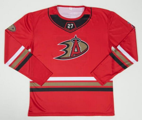 Anaheim Ducks X Los Angeles Angels #27 Mike Trout Red Stitched Jersey - Zenithce