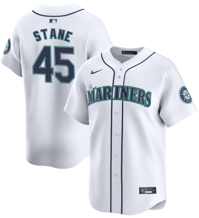 Seattle Mariners #45 Ryne Stanek White Home Limited Stitched Jersey - Zenithce