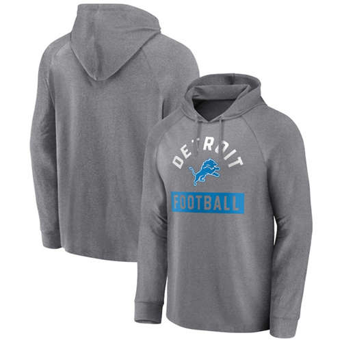 Detroit Lions Heathered Gray No Time Off Raglan Pullover Hoodie - Zenithce