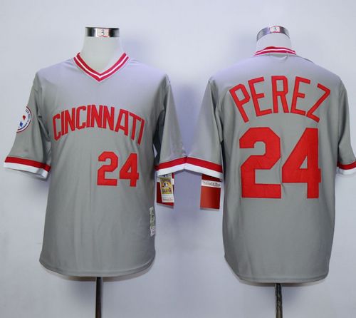 Mitchell And Ness Reds #24 Tony Perez Stitched Grey Throwback Jersey - Zenithce