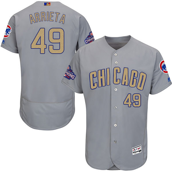 Chicago Cubs #49 Jake Arrieta World Series Champions Gold Program Flexbase Stitched Jersey - Zenithce