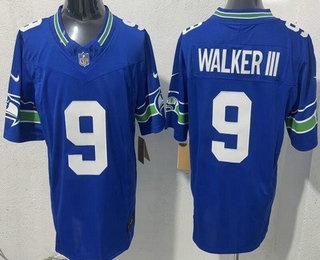 Seattle Seahawks #9 Kenneth Walker III Limited Blue FUSE Vapor Jersey - Zenithce