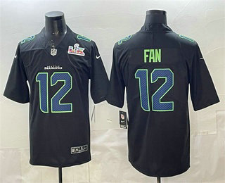 Seattle Seahawks #12 Fan Limited Black Super Bowl LX Fashion Vapor Jersey - Zenithce