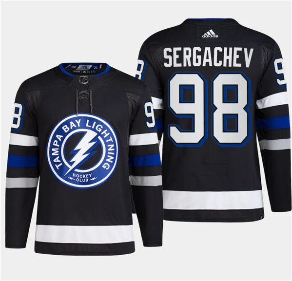 Tampa Bay Lightning #98 Mikhail Sergachev Black Alternate Premier Breakaway Stitched Jersey - Zenithce