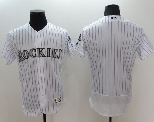 Rockies Blank White Flexbase Authentic Collection Stitched Jersey - Zenithce