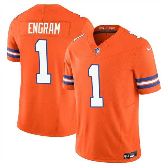 Denver Broncos #1 Evan Engram Orange F.U.S.E. Mile High Collection 1977 Throwback Vapor Limited Stitched Jersey - Zenithce
