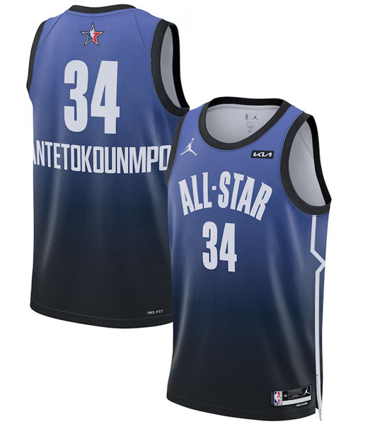 2023 All-Star #34 Giannis Antetokounmpo Blue Game Swingman Stitched Jersey - Zenithce