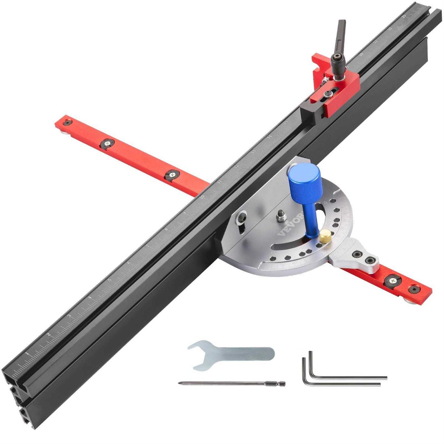 VEVOR Precision Miter Gauge Aluminum Table Saw Miter Gauge w/ 60 Degree Angled Ends for Max. Stock Support and a Repetitive - Zenithce