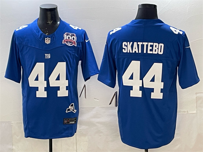 New York Giants #44 Cam Skattebo Royal 2025 Draft F.U.S.E. 100th Season State Patch Vapor Limited Stitched Jersey - Zenithce