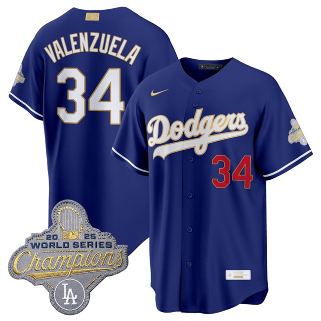 Los Angeles Dodgers #34 Fernando Valenzuela Royal 2026 Alternate Gold Collection Stadium Stitched Jersey - Zenithce
