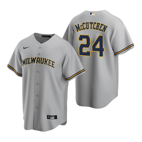 Milwaukee Brewers #24 Andrew McCutchen Gray Cool Base Stitched Jersey - Zenithce