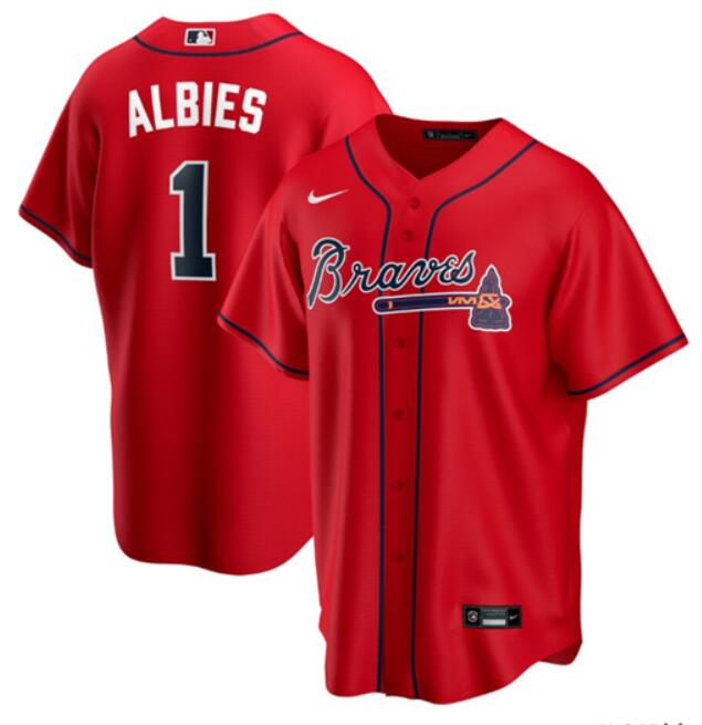 Atlanta Braves #1 Ozzie Albies Red Cool Base Stitched Jersey - Zenithce
