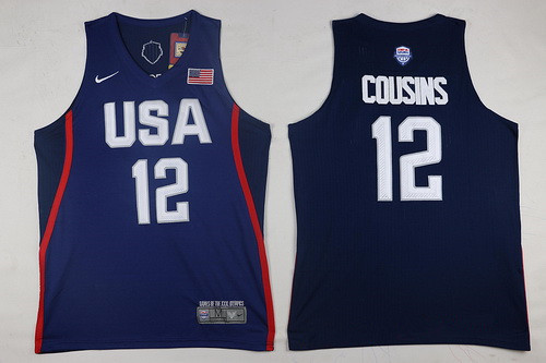 2016 Olympics Team USA #12 DeMarcus Cousins Navy Blue Stitched Swingman Jersey - Zenithce