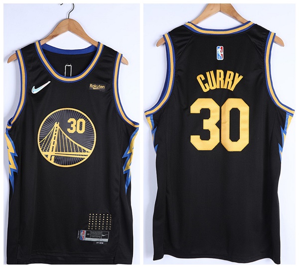 Golden State Warriors #30 Stephen Curry 75th Anniversary Black Stitched Jersey - Zenithce