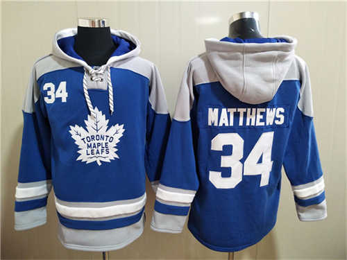 Toronto Maple Leafs #34 Auston Matthews Blue Ageless Must-Have Lace-Up Pullover Hoodie - Zenithce