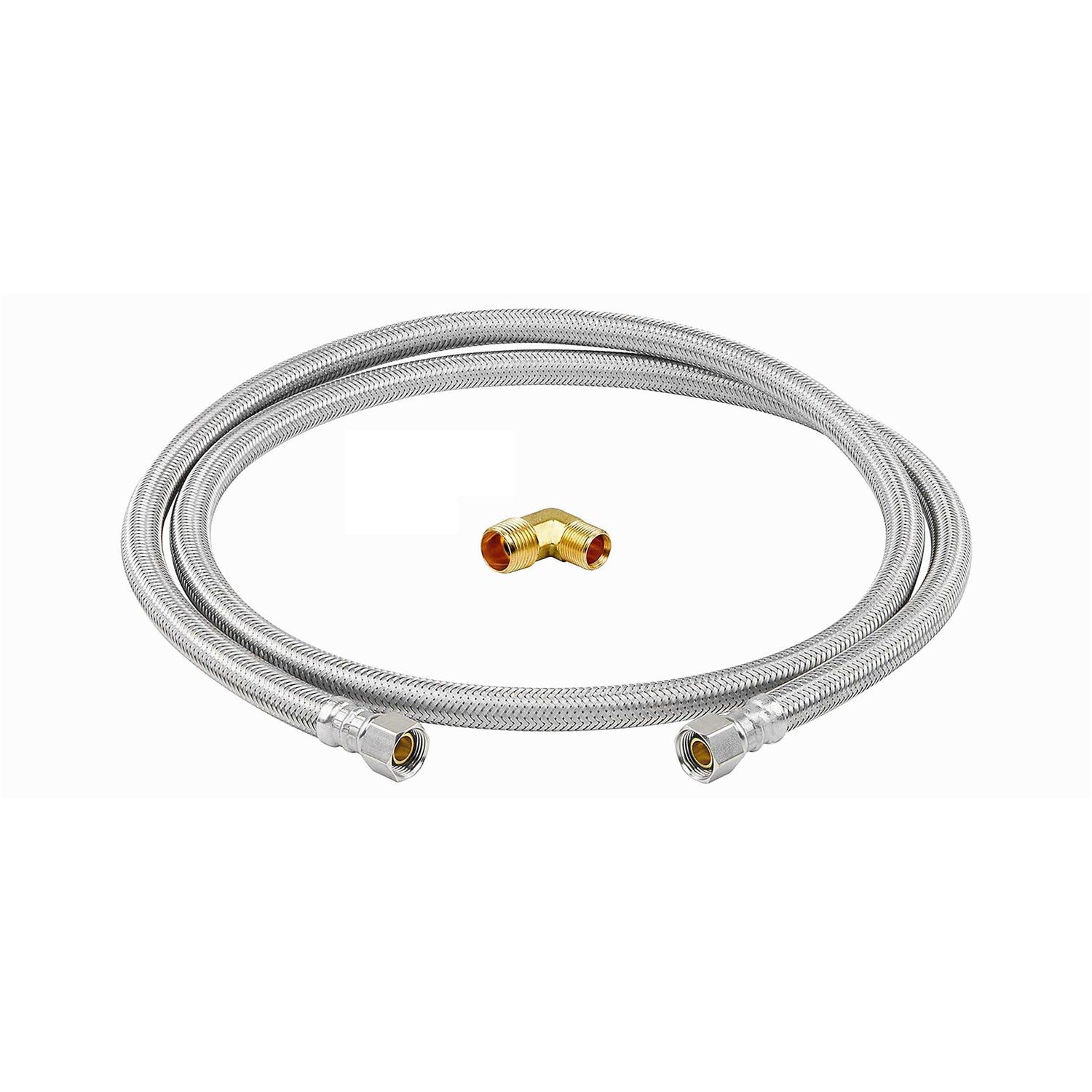 Ez-fluid Leadfree Stainless Steel Dishwasher Hose for Cold/Hot Water Hose connectors Female Comp. x 3/8 Female Comp. x Dishwasher - Zenithce
