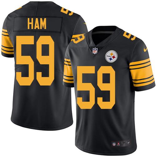 Steelers #59 Jack Ham Black Stitched Limited Rush Nike Jersey - Zenithce
