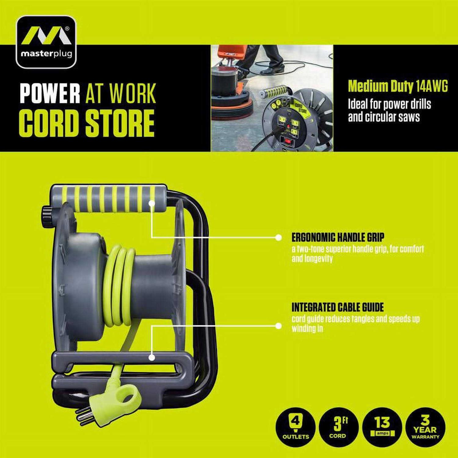 Masterplug 100ft Metal Extension Cord Reel - Zenithce