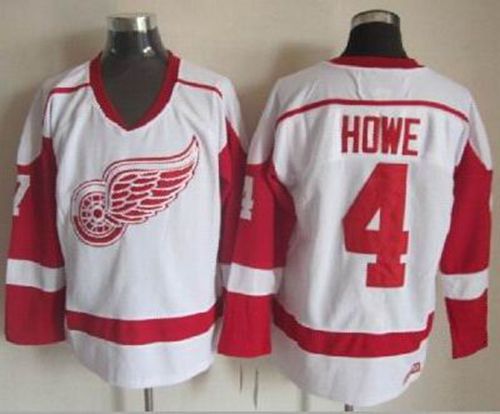 Red Wings #4 Gordie Howe White CCM Throwback Stitched Jersey - Zenithce