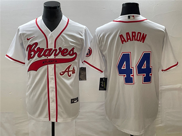 Atlanta Braves #44 Hank Aaron White Cool Base With Patch Stitched Jersey - Zenithce