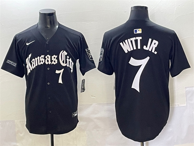 Kansas City Royals #7 Bobby Witt Jr. Black 'Gothic Crown Edition' Vapor Premier Limited Stitched Jersey - Zenithce
