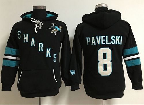 San Jose Sharks #8 Joe Pavelski Black Women's Old Time Heidi Hoodie NHL Hoodie - Zenithce