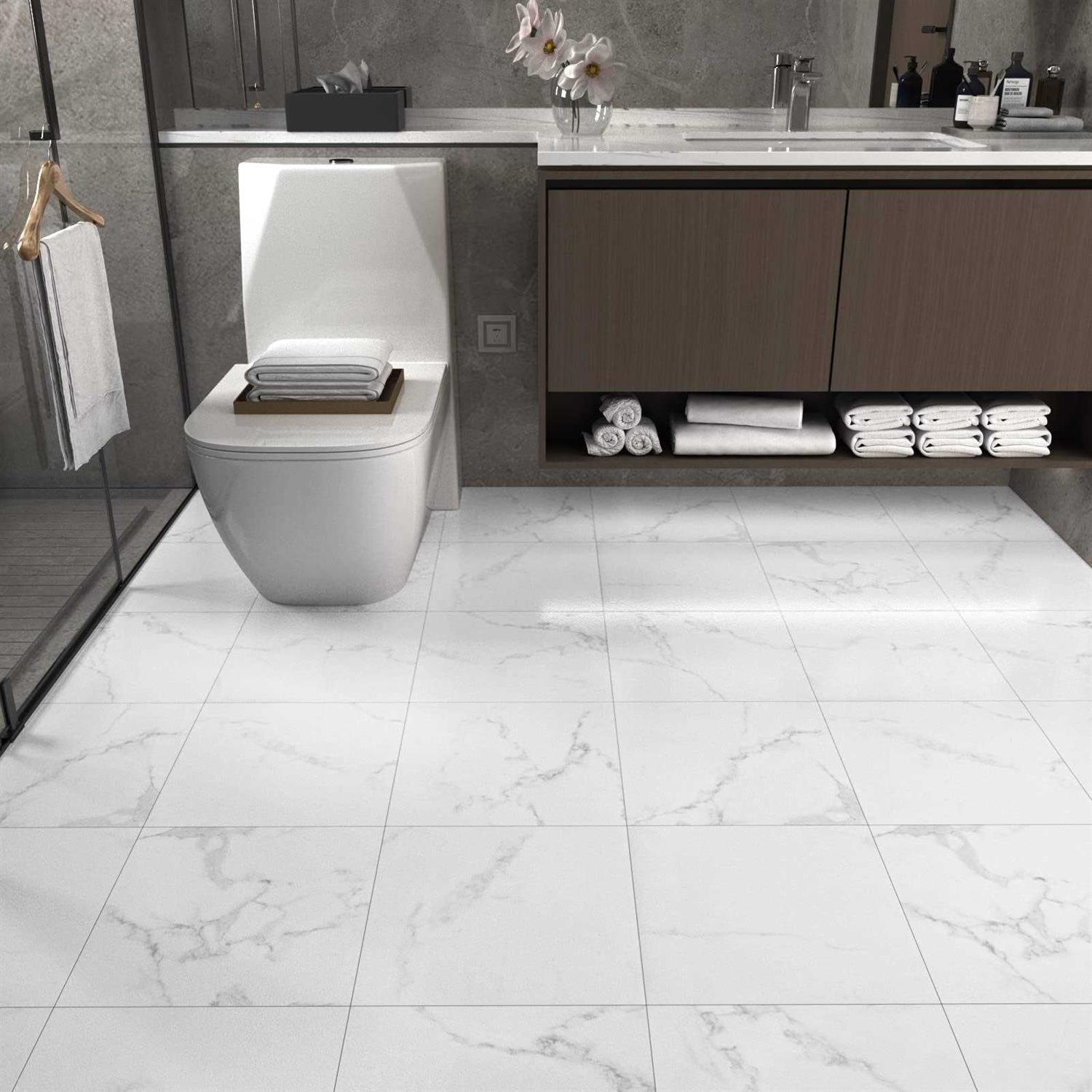 Westick Black Peel and Stick Floor Tile Waterproof Bathroom Vinyl Peel and Stick Tiles Floor Stick on Floor Tile Peel and Stick Flooring - Zenithce
