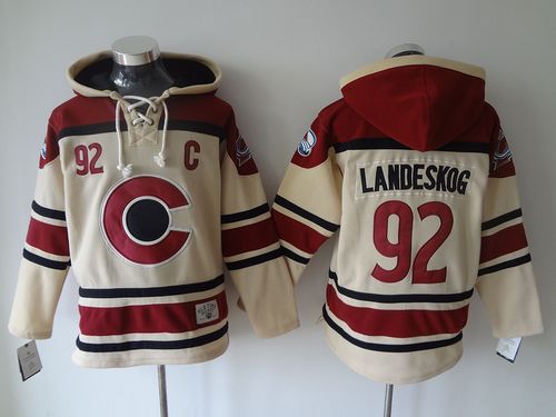 Avalanche #92 Gabriel Landeskog Cream Sawyer Hooded Sweatshirt Stitched Jersey - Zenithce