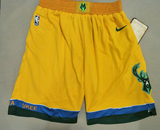 Milwaukee Bucks Yellow City Edition With Pocket Swingman Shorts - Zenithce