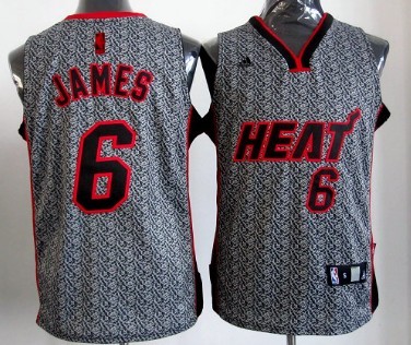 Miami Heat #6 LeBron James Gray Static Fashion Jersey - Zenithce