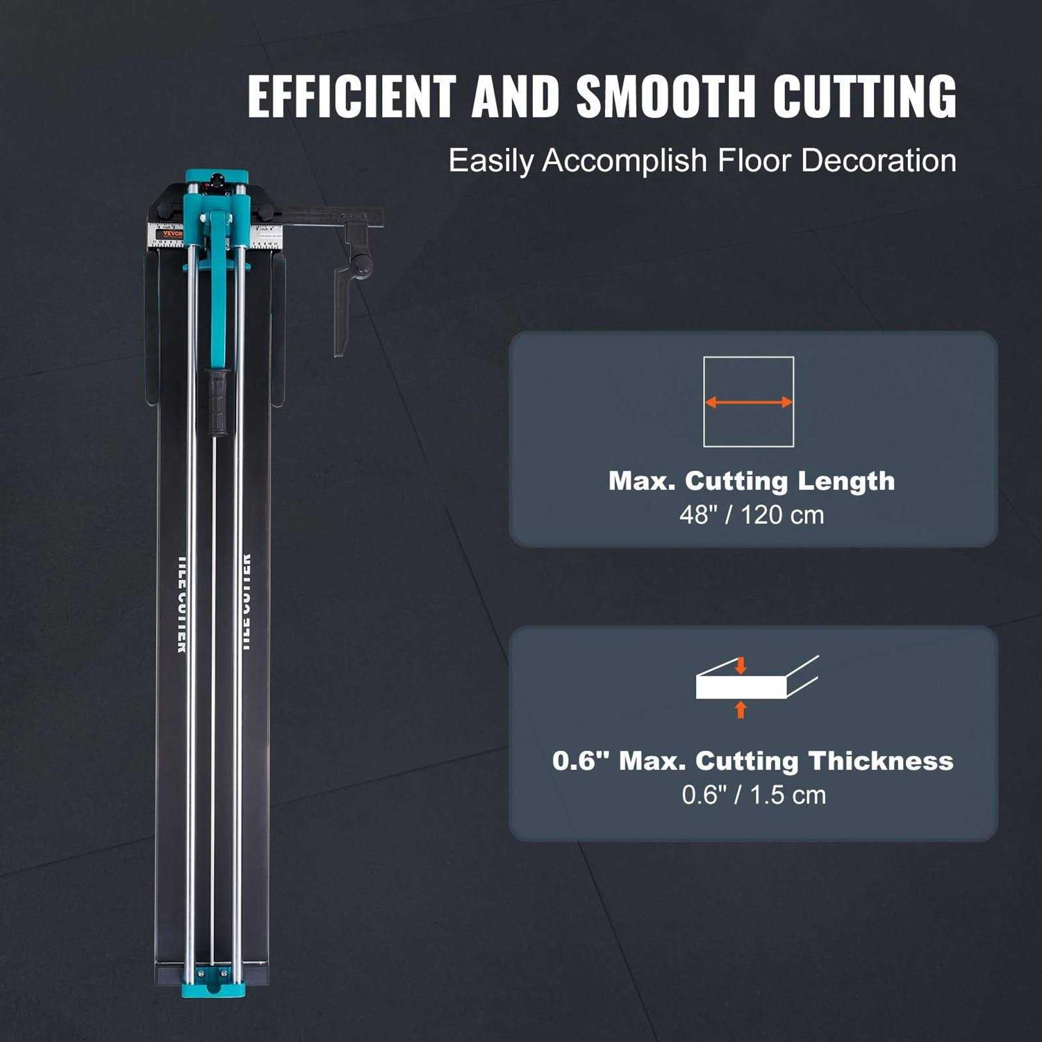 VEVOR Manual Tile Cutter 48 in. Ceramic Floor Tile Cutter All-Steel Frame Cutting Machine Tile Cutter For Porcelain - Zenithce